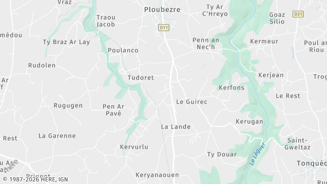 Carte de la zone d'intervention à Ploubezre