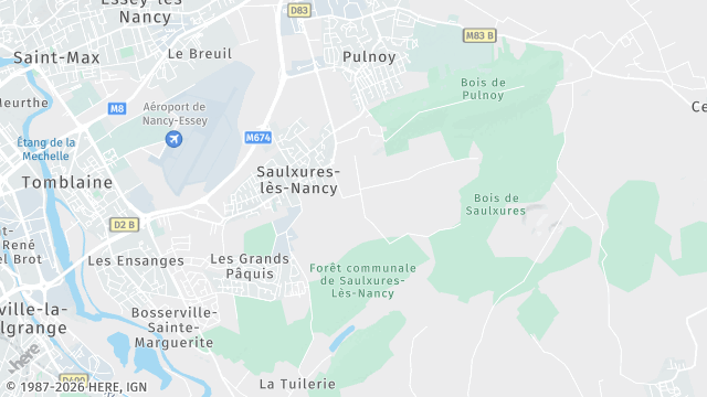 Carte de la zone d'intervention à Saulxures-lès-Nancy