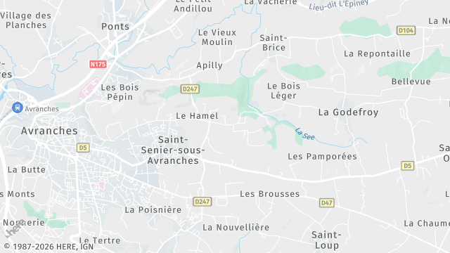 Carte de la zone d'intervention à Saint-Senier-sous-Avranches