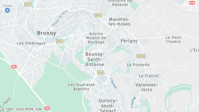 Carte de la zone d'intervention à Boussy-Saint-Antoine