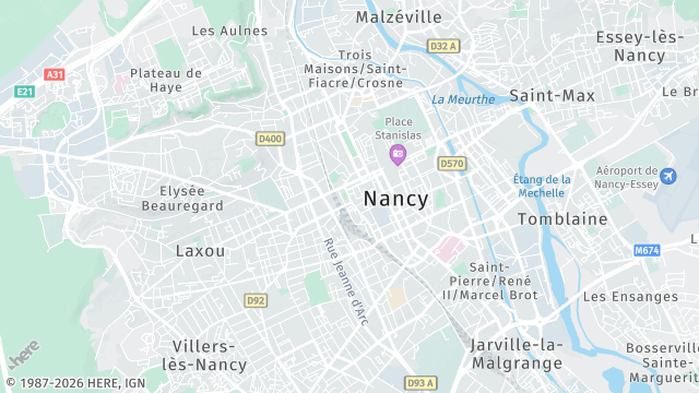 Carte de la zone d'intervention à Nancy