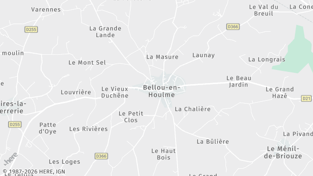 Carte de la zone d'intervention à Bellou-en-Houlme