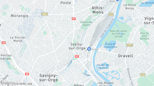 Carte de la zone d'intervention à Juvisy-sur-Orge