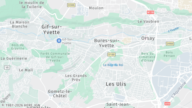 Carte de la zone d'intervention à Bures-sur-Yvette