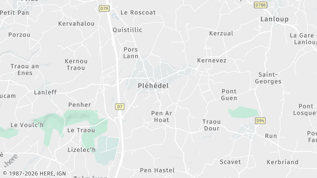 Carte de la zone d'intervention à Pléhédel