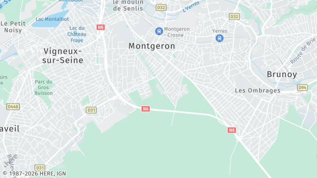 Carte de la zone d'intervention à Montgeron
