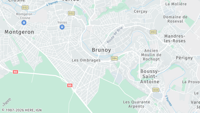 Carte de la zone d'intervention à Brunoy