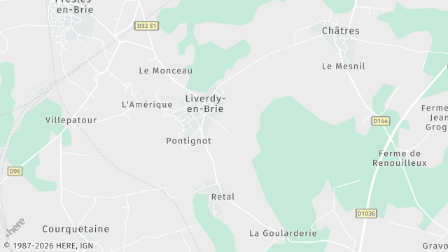 Carte de la zone d'intervention à Liverdy-en-Brie