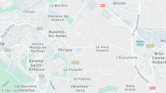 Carte de la zone d'intervention à Périgny