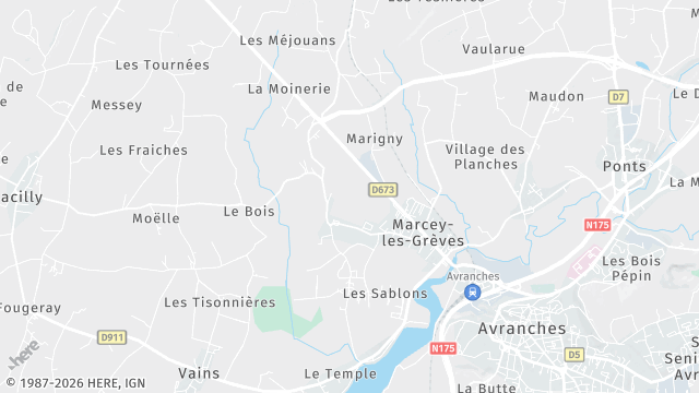 Carte de la zone d'intervention à Marcey-les-Grèves