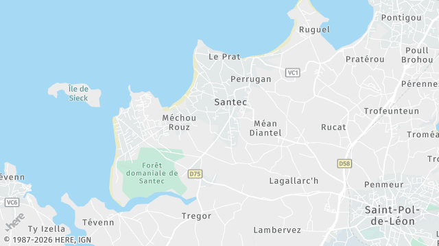 Carte de la zone d'intervention à Santec