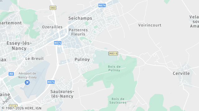 Carte de la zone d'intervention à Pulnoy