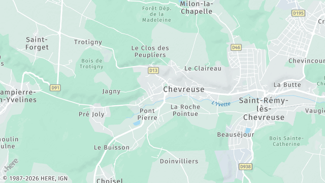 Carte de la zone d'intervention à Chevreuse