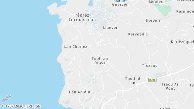 Carte de la zone d'intervention à Trédrez-Locquémeau