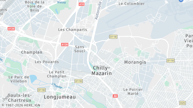 Carte de la zone d'intervention à Chilly-Mazarin