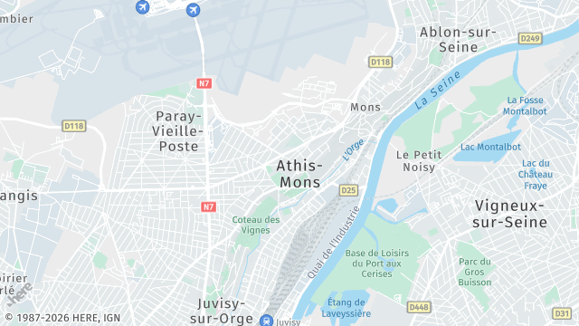 Carte de la zone d'intervention à Athis-Mons