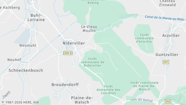 Carte de la zone d'intervention à Niderviller