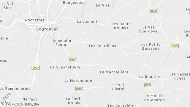 Carte de la zone d'intervention à Sourdeval