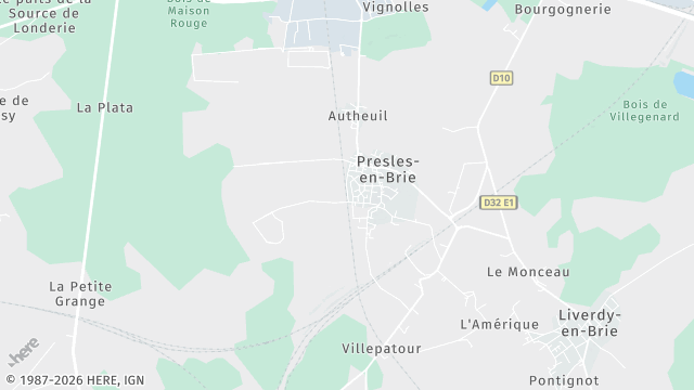 Carte de la zone d'intervention à Presles-en-Brie