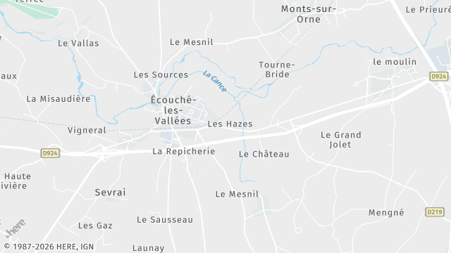 Carte de la zone d'intervention à Écouché-les-Vallées