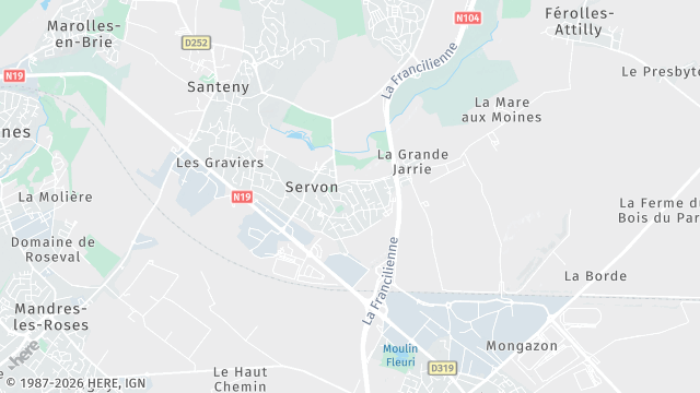 Carte de la zone d'intervention à Servon