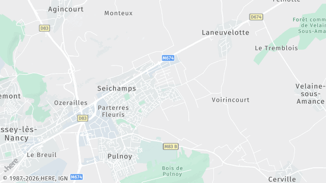Carte de la zone d'intervention à Seichamps