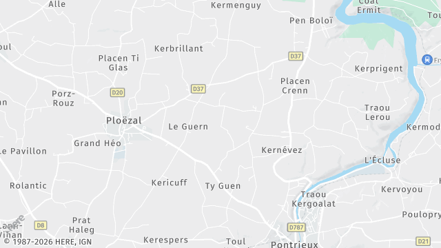Carte de la zone d'intervention à Ploëzal