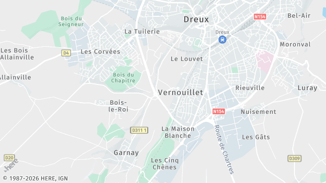 Carte de la zone d'intervention à Vernouillet