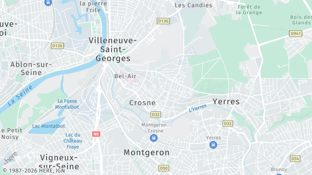 Carte de la zone d'intervention à Crosne