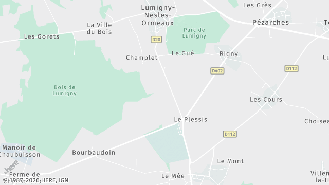Carte de la zone d'intervention à Lumigny-Nesles-Ormeaux
