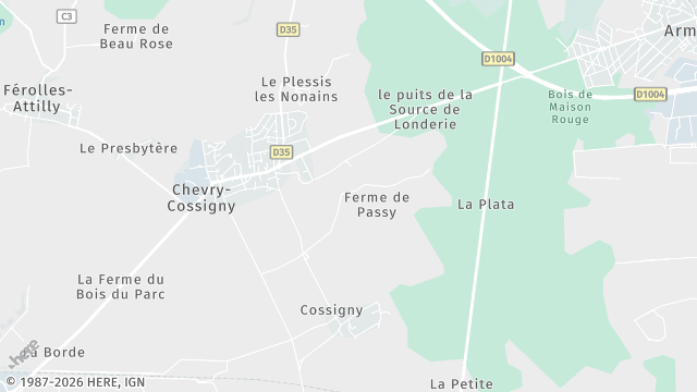 Carte de la zone d'intervention à Chevry-Cossigny