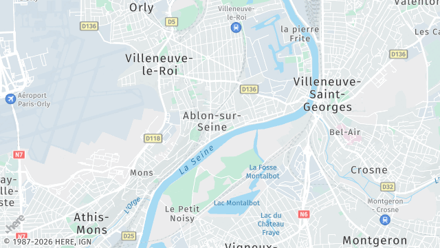 Carte de la zone d'intervention à Ablon-sur-Seine