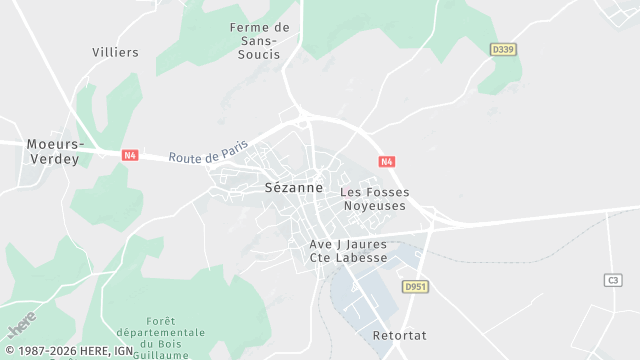 Carte de la zone d'intervention à Sézanne