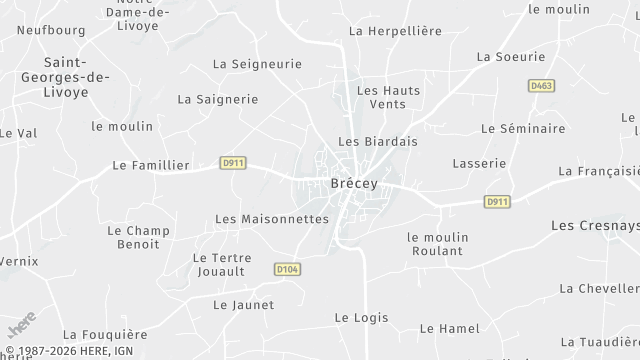 Carte de la zone d'intervention à Brécey