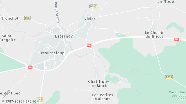 Carte de la zone d'intervention à Esternay