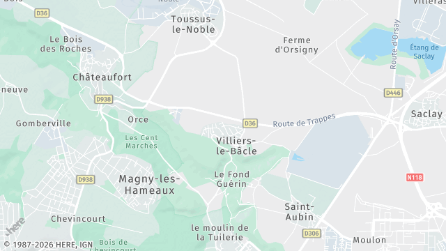 Carte de la zone d'intervention à Villiers-le-Bâcle
