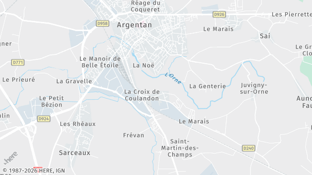 Carte de la zone d'intervention à Argentan