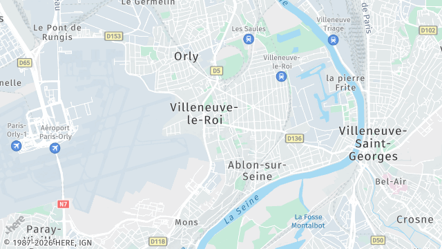 Carte de la zone d'intervention à Villeneuve-le-Roi