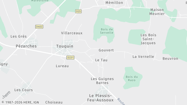 Carte de la zone d'intervention à Touquin
