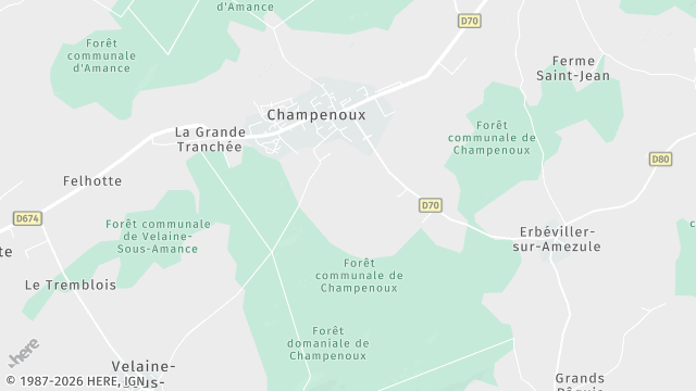 Carte de la zone d'intervention à Champenoux