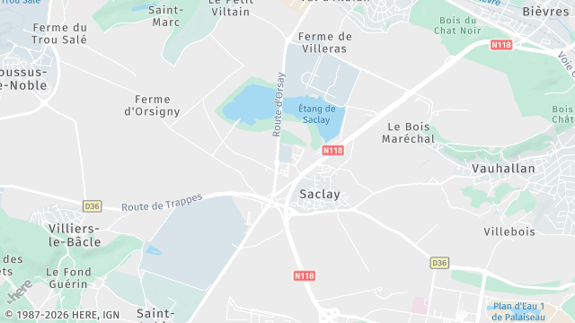 Carte de la zone d'intervention à Saclay