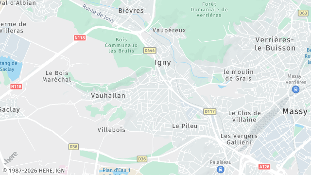 Carte de la zone d'intervention à Igny