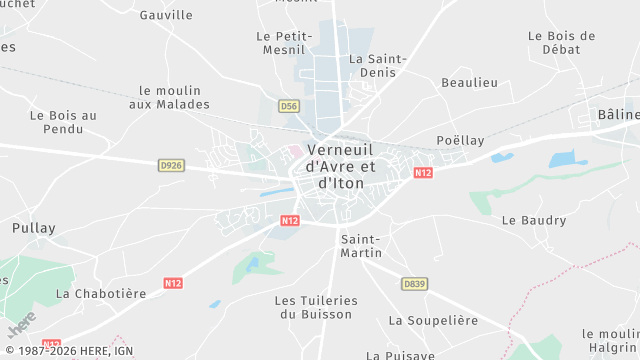 Carte de la zone d'intervention à Verneuil d'Avre et d'Iton