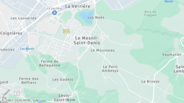 Carte de la zone d'intervention à Le Mesnil-Saint-Denis