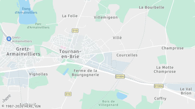 Carte de la zone d'intervention à Tournan-en-Brie