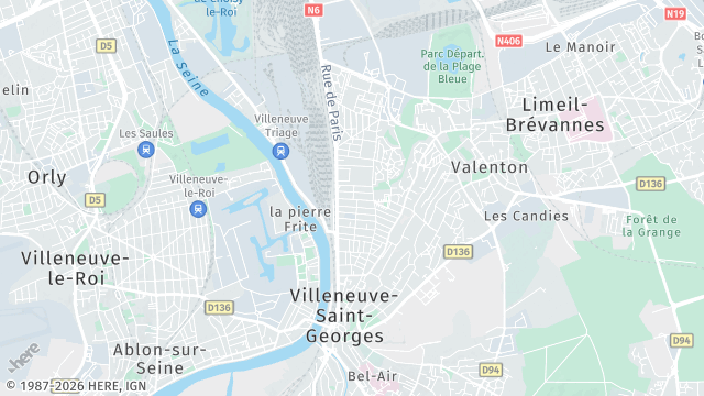 Carte de la zone d'intervention à Villeneuve-Saint-Georges