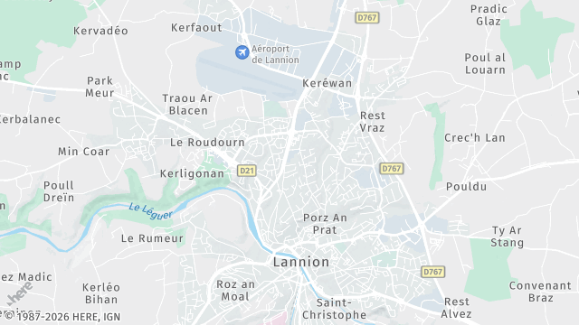 Carte de la zone d'intervention à Lannion