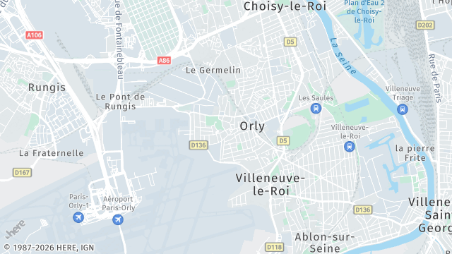 Carte de la zone d'intervention à Orly