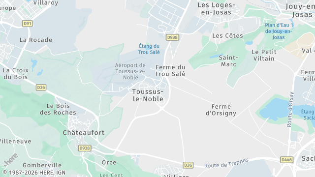 Carte de la zone d'intervention à Toussus-le-Noble