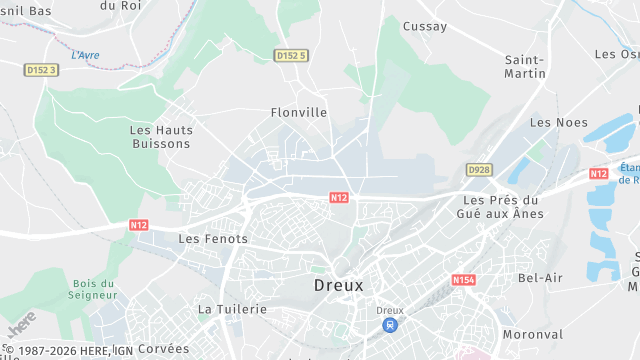 Carte de la zone d'intervention à Dreux